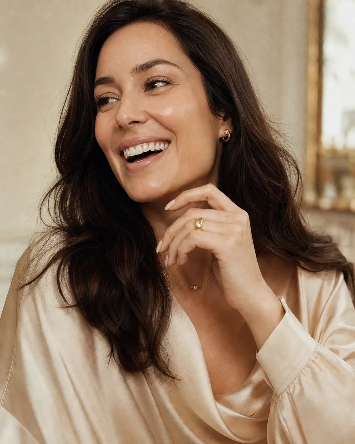 A candid laugh