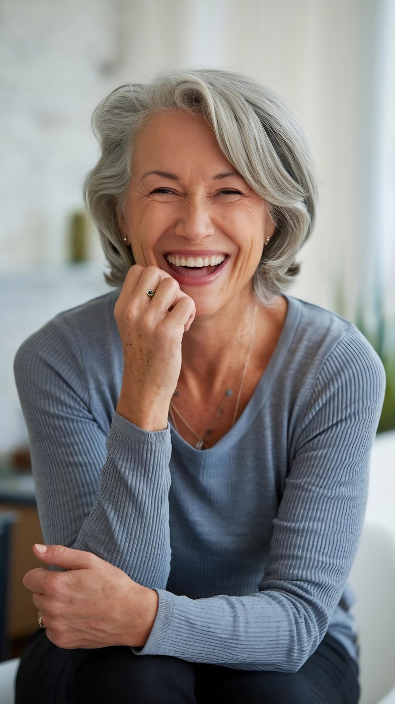 A confident older adult enjoying life with a complete smile